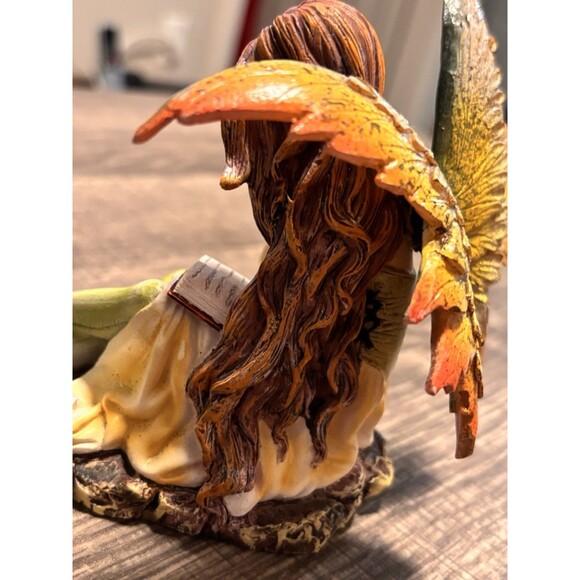 Fantasy Bookworm Fairy Yellow and Green Winged Figurine - Picture 13 of 16